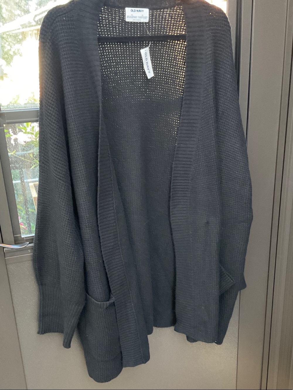 Old Navy Black Open-Front Knit Cardigan with Pockets NWT